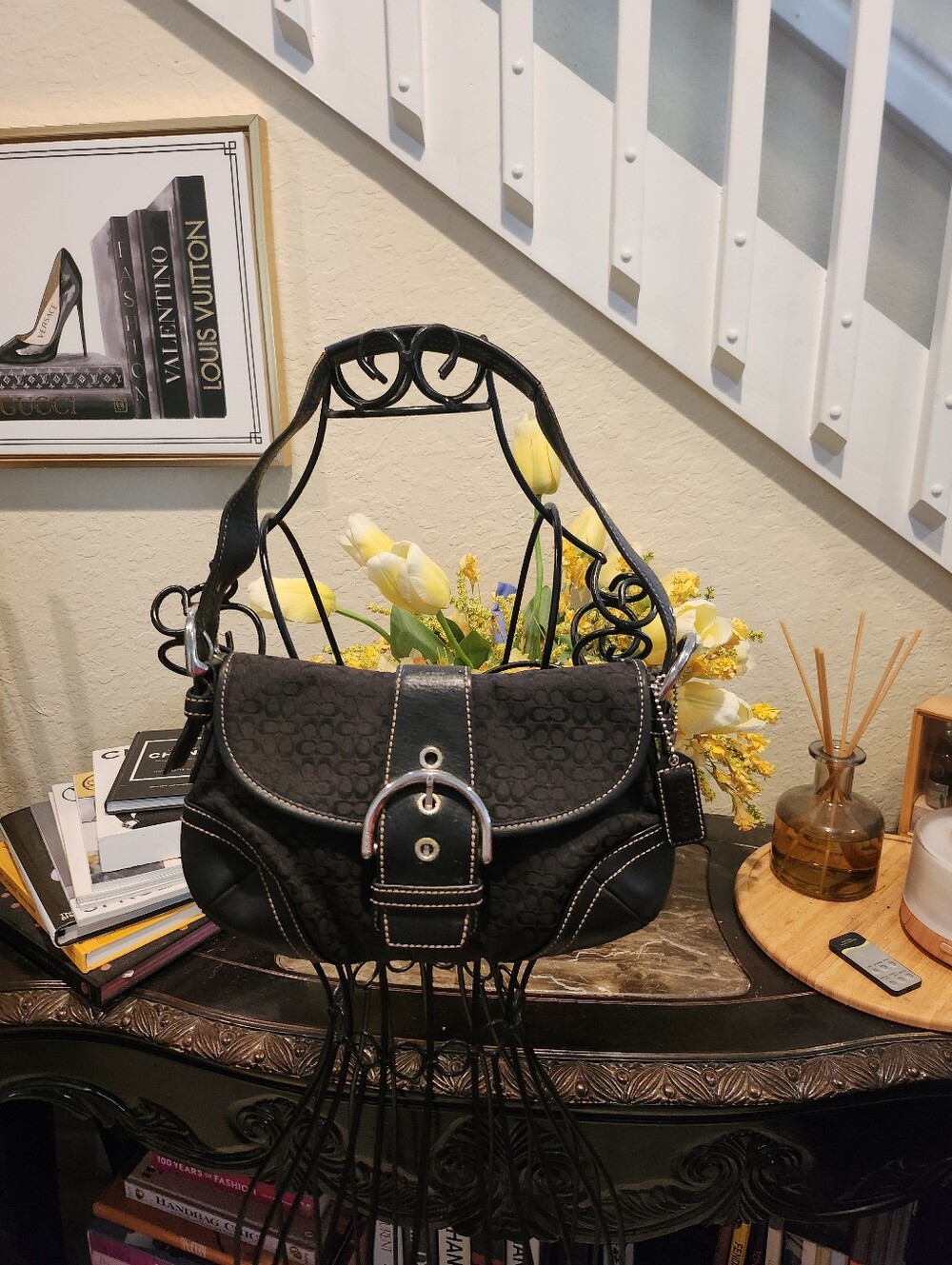 Coach Small Soho Signature Flap Hobo Shoulder Bag
